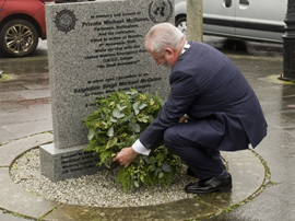 Cathaoirleach Baltinglass Municipal District Cllr. Glennon laying a wreath in Baltinglass, to commemorate the 60th Anniversary of the nine Irish Army soldiers killed in the Congo while serving with the United Nations 33rd Infantry  Battalion – 8th November 1960